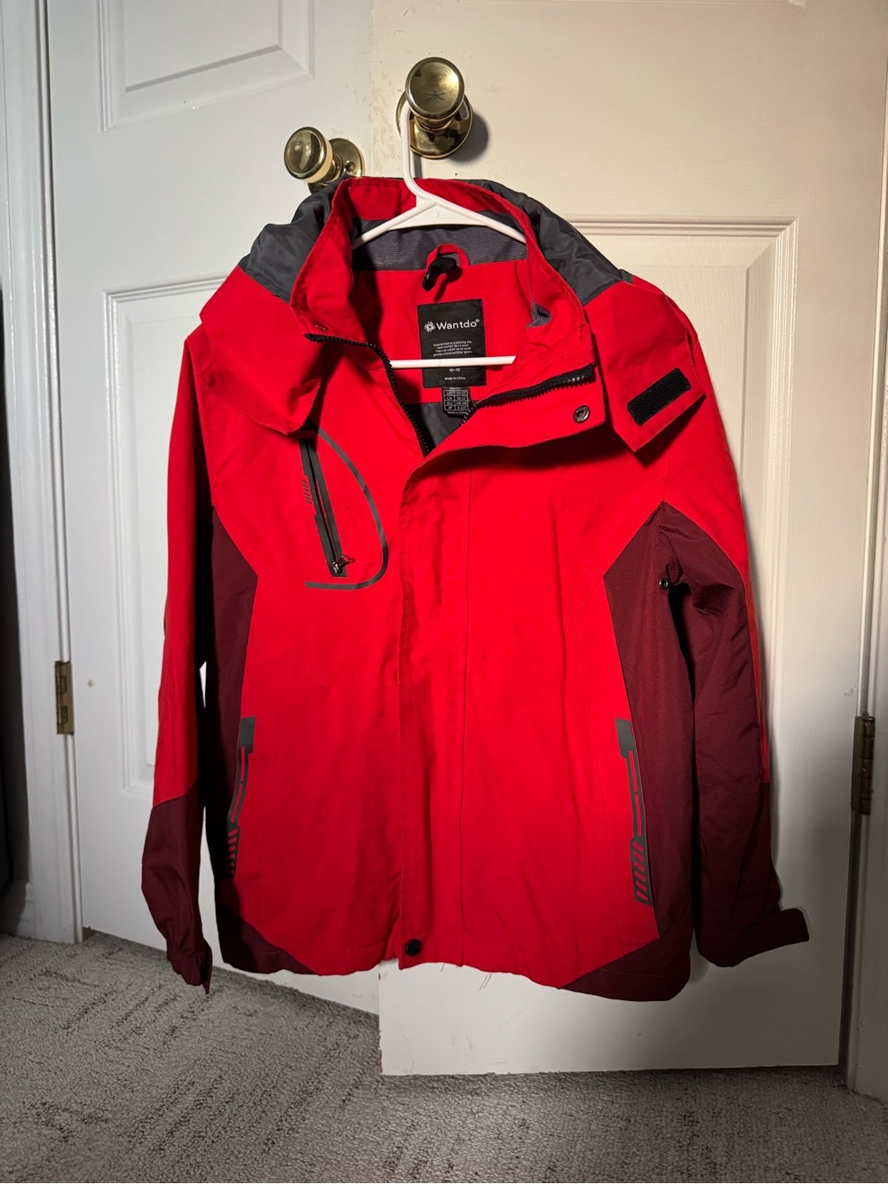 Kids Red Waterproof Ski Jacket with Hood